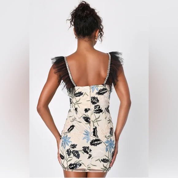 Lulus, small, Show Stopper‎ Cream Embroidered Sequin Bodycon Mini Dress - Picture 5 of 9